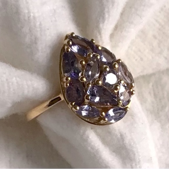 Tanzanite Teardrop Ring in 14kt Vermeil - Picture 3 of 6